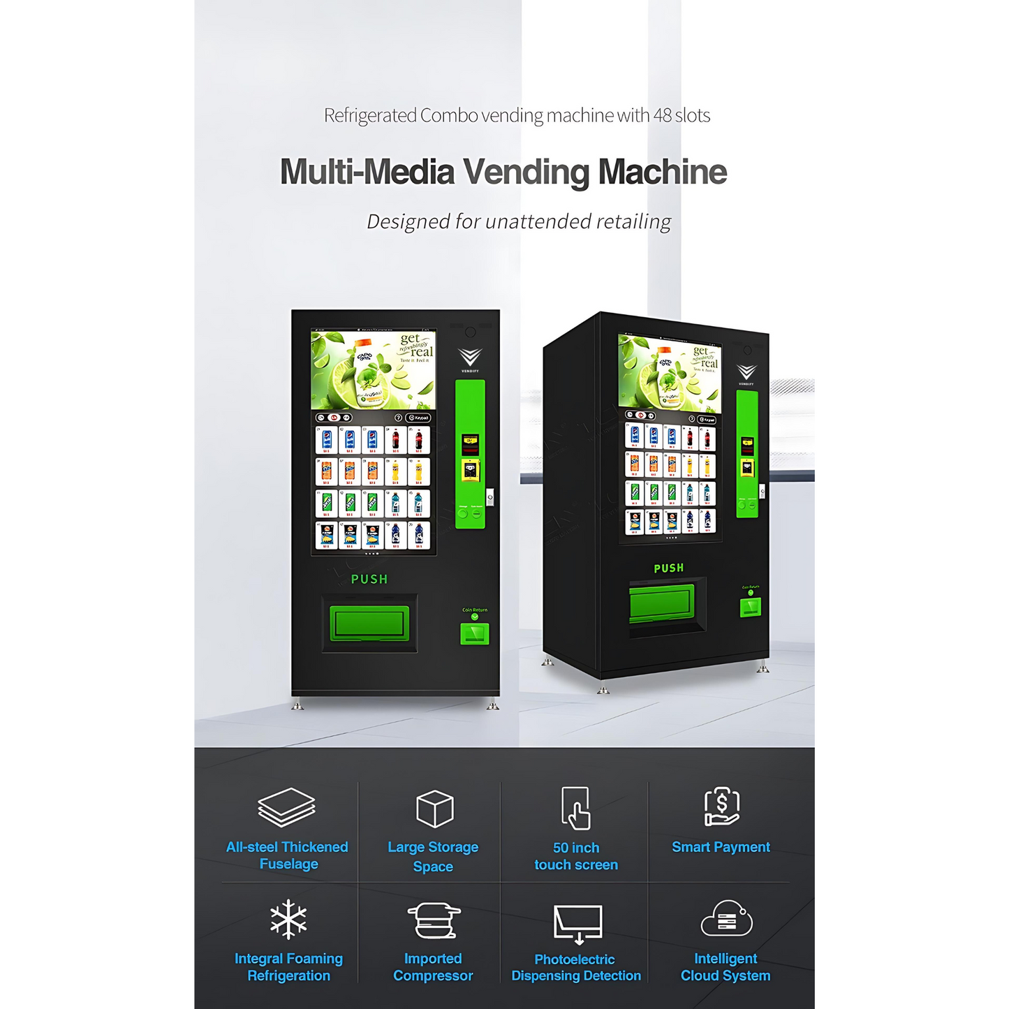 Mach 3.0 - Touch Screen Vending Machine - Snack & Drink Combo